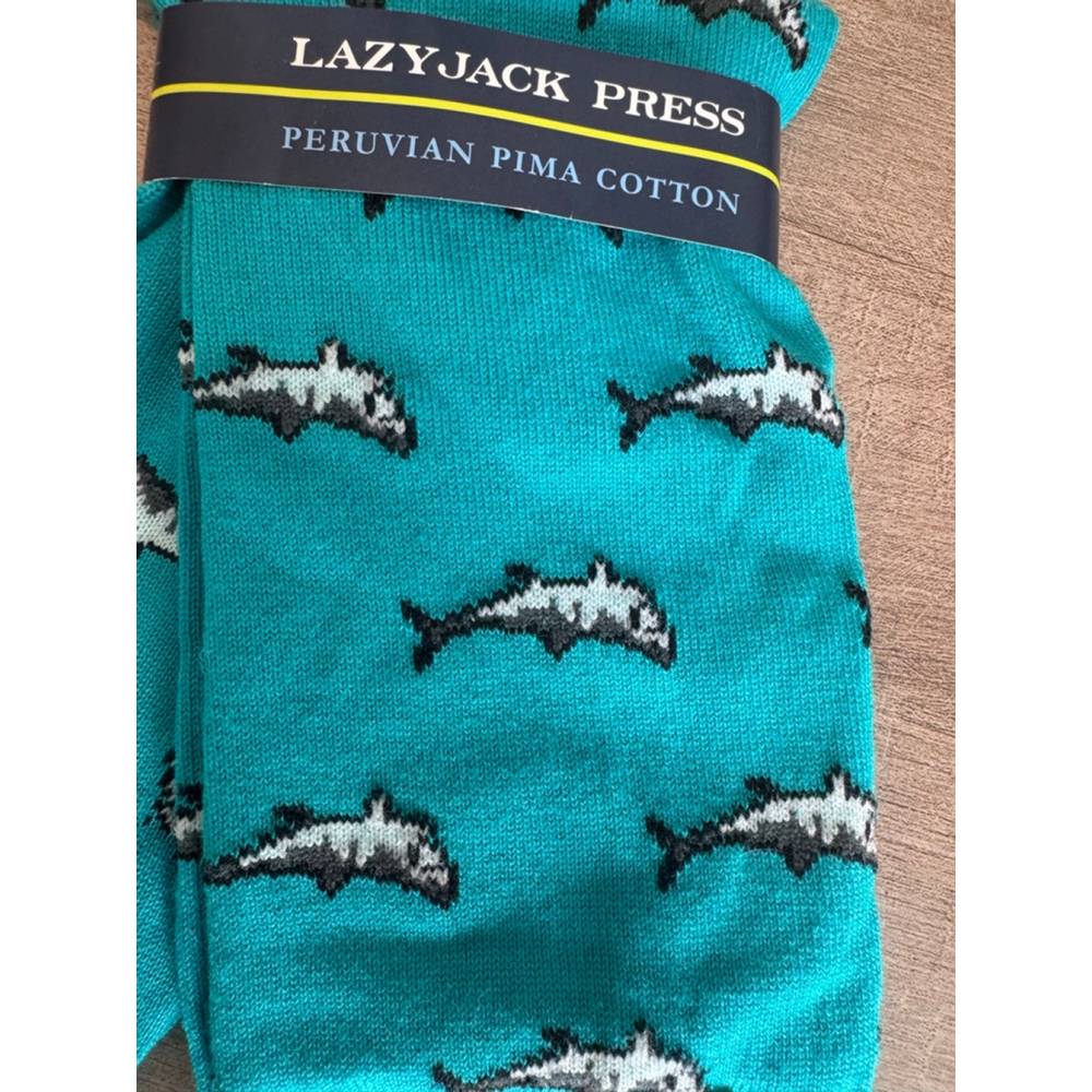 Lazy Jack Press NWT | Mens Shark Week high socks | One Size - Picture 2 of 5